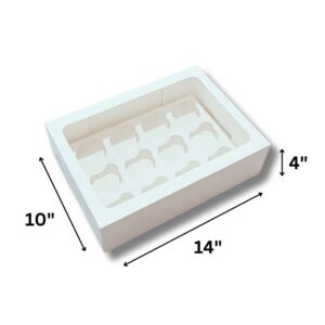 12 Regular Cupcake Box - White with Window