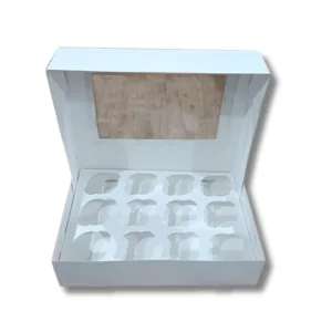 12 Regular Cupcake Box - White Window - 6