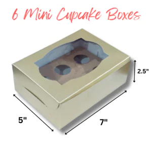 6 Mini Cupcake Boxes - Gold with Window (Pack of 10 pcs)