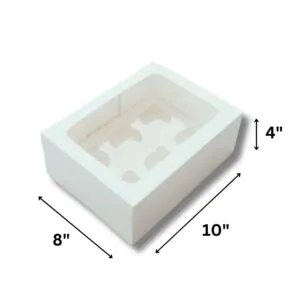6 Regular Cupcake Box - White with Window